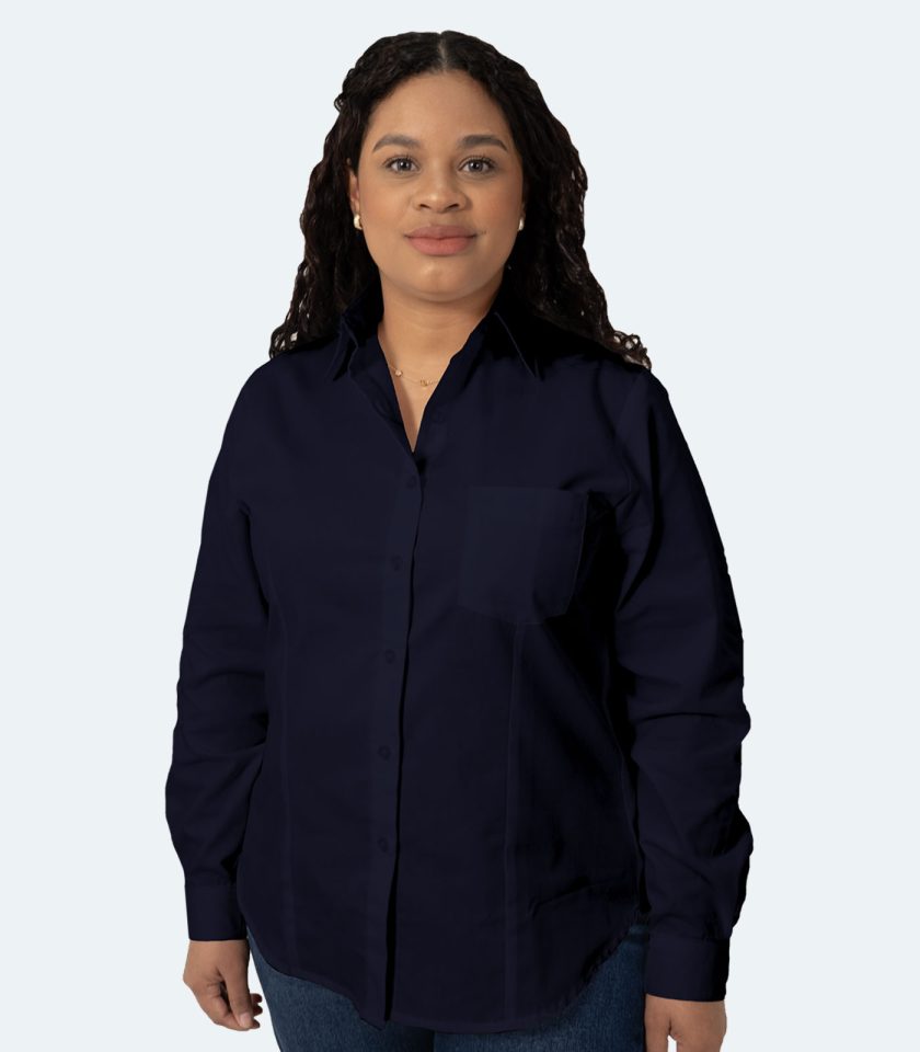 Women’s Navy Blue Gabardine Shirt – Real Basics, Sizes XS to 7XL