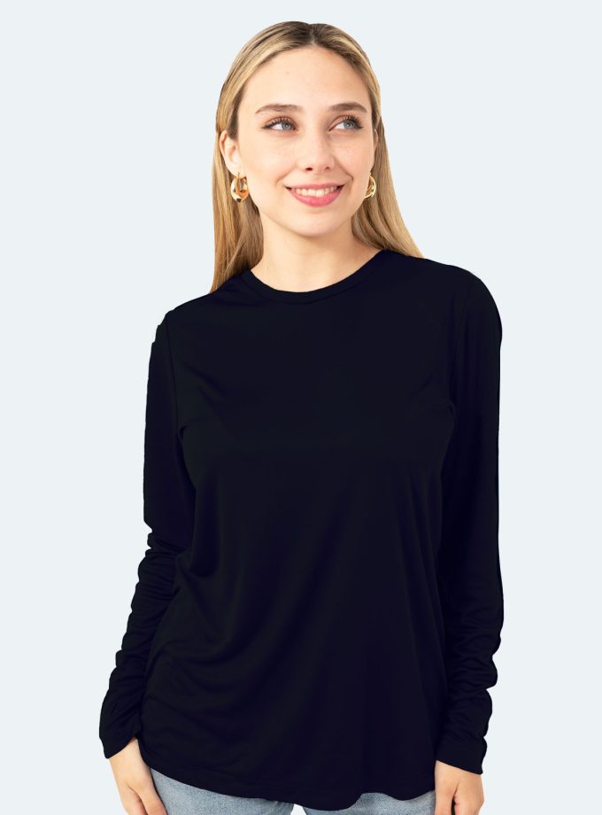 Women’s Navy Blue Long Sleeve Crew Neck Dry Fit T-Shirt - Real Basics