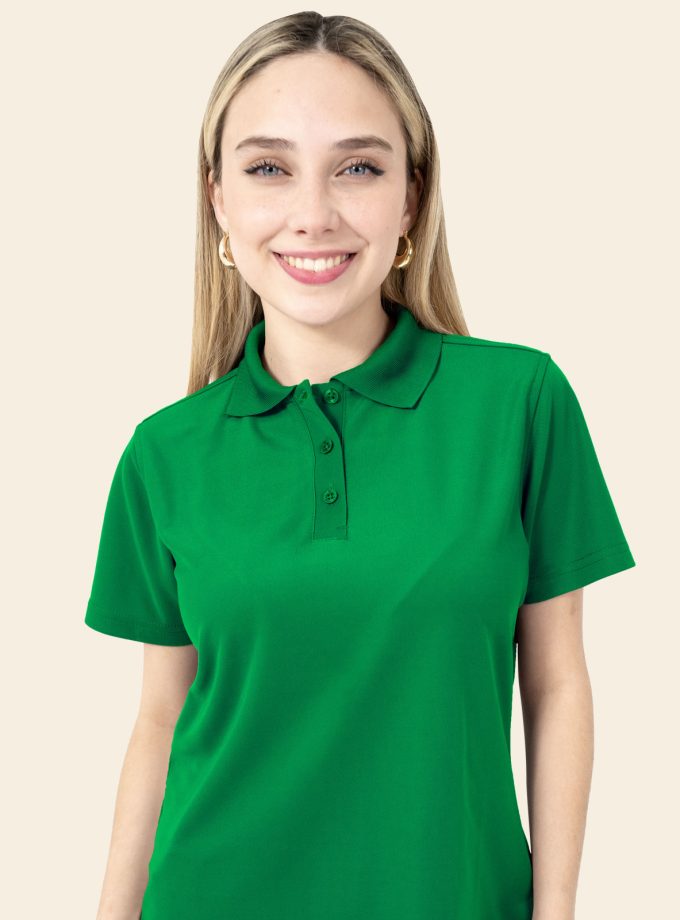 Women’s Green Polo Shirt - Real Basics Dry Fit, Short Sleeve