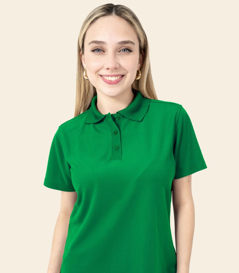 Women’s Green Polo Shirt - Real Basics Dry Fit, Short Sleeve