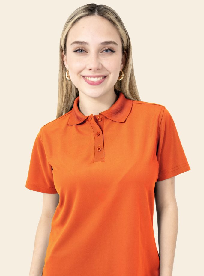 Women’s Orange Polo Shirt - Real Basics Dry Fit, Short Sleeve