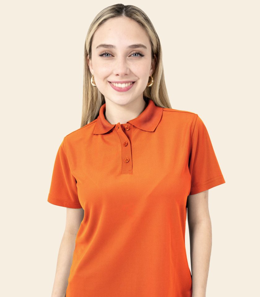 Women’s Orange Polo Shirt - Real Basics Dry Fit, Short Sleeve