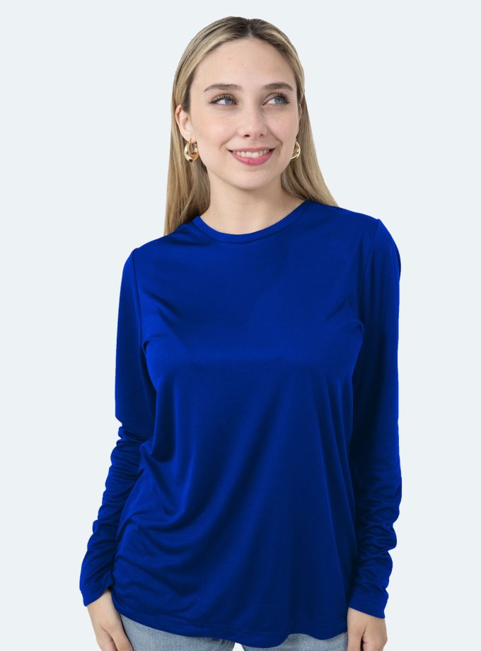 Women’s Royal Blue Long Sleeve Crew Neck Dry Fit T-Shirt - Real Basics