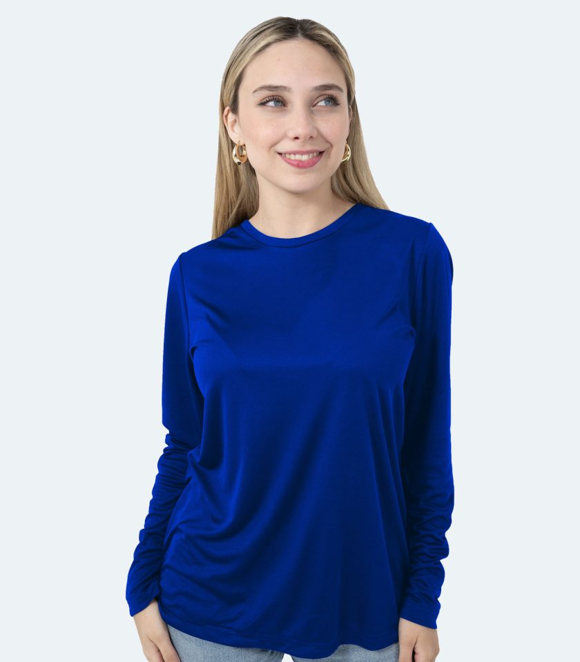 Women’s Royal Blue Long Sleeve Crew Neck Dry Fit T-Shirt - Real Basics